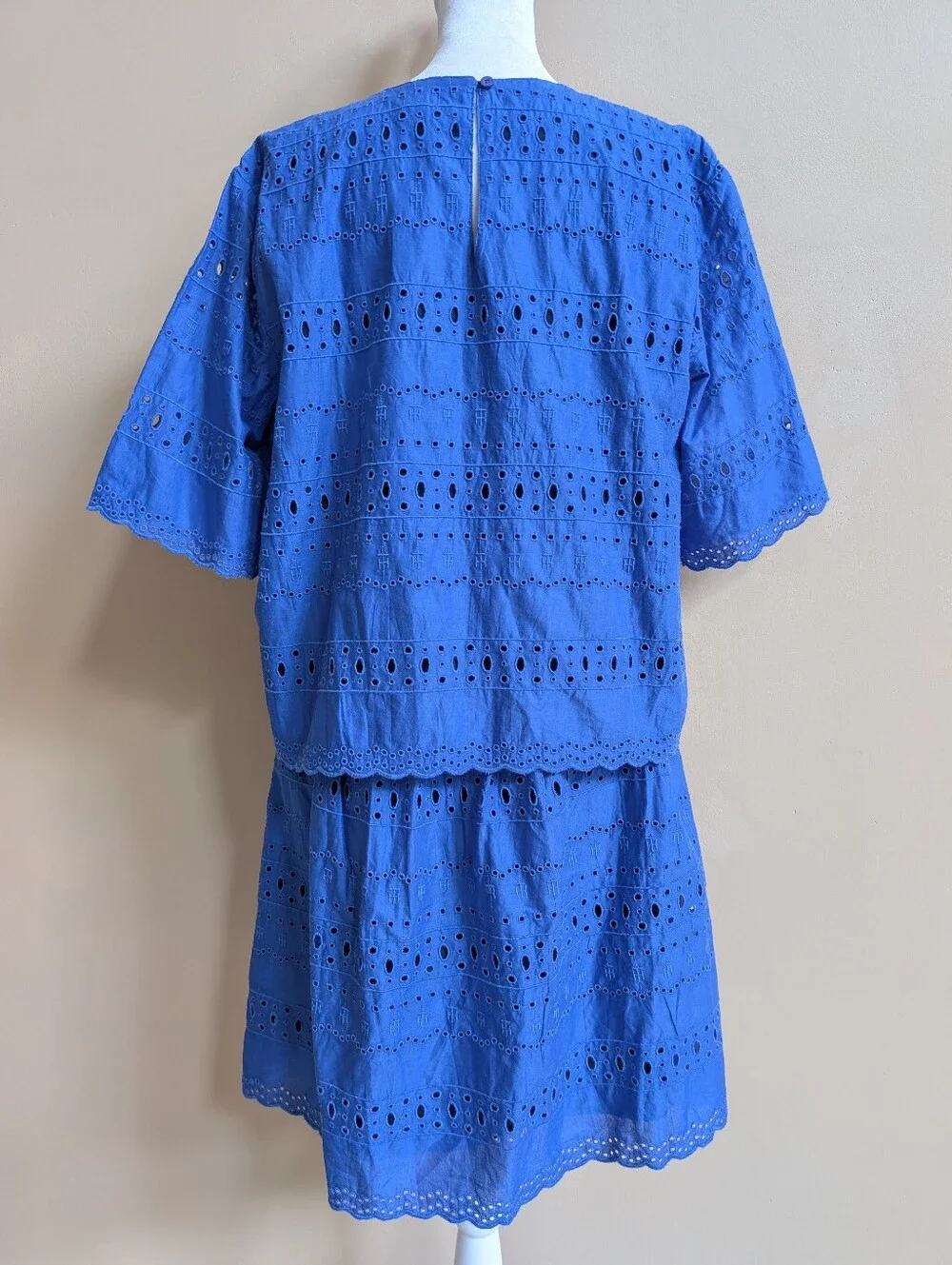 Tommy Hilfiger Blue Eyelet Embroidered Top & Skirt Set Size S